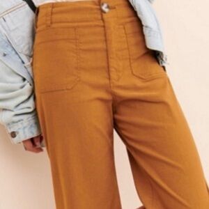 Anthropologie MAEVE Collette Wide Leg Pants in Golden Tan Camel